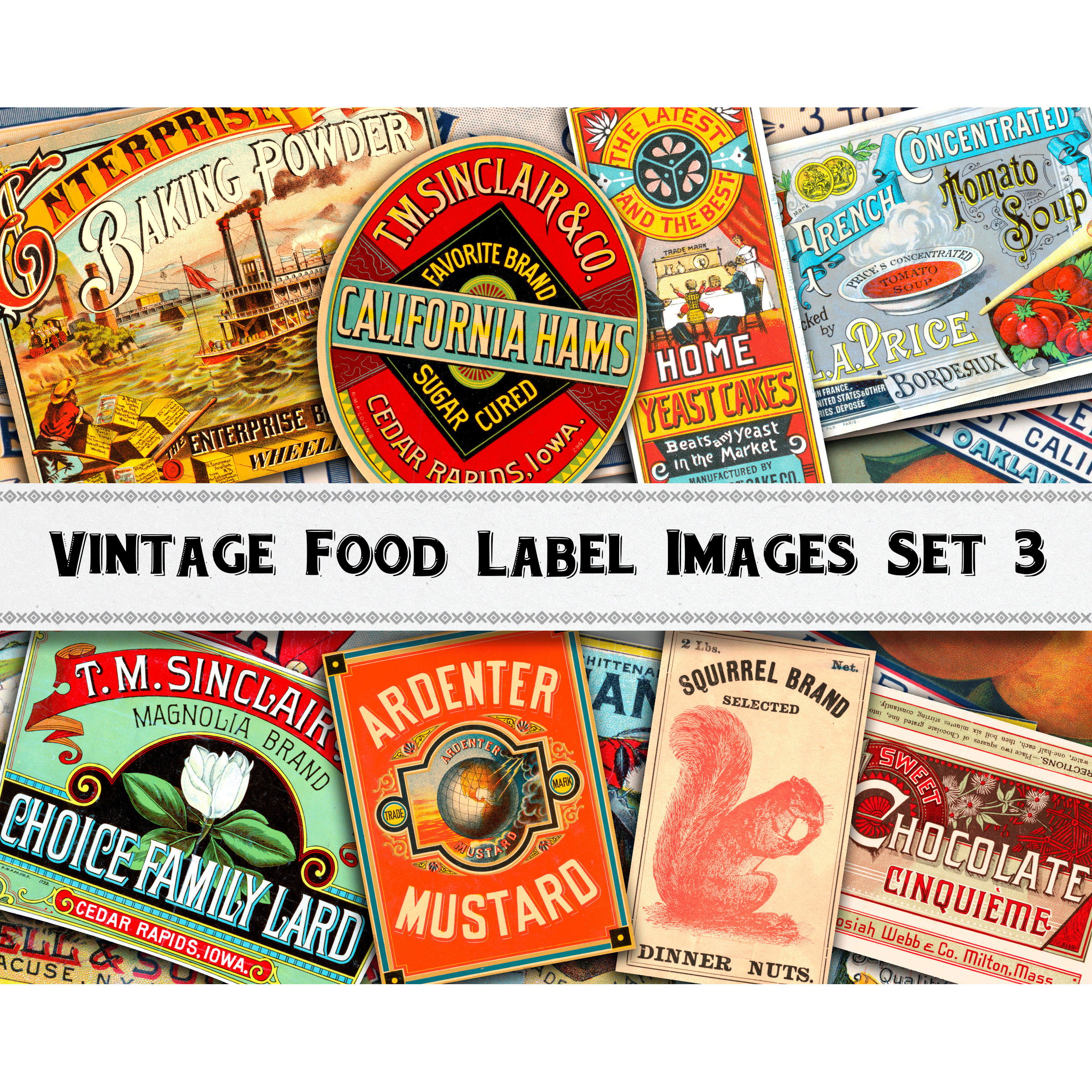 Vintage Food Label Images Set 3 / Digital Download / Commercial