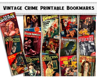 Afdrukbare bladwijzers True Crime Mystery / Digitale download / Detectivecadeau / Feestartikelen
