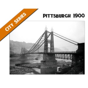 Vintage Pittsburgh - Pitt Point Bridge in 1900 / Print Download / High Resolution  / Commercial Print Use