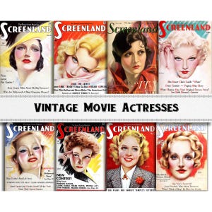 Vintage Hollywood Actress Images / Digital Download / Commercial Use / Film Magazines