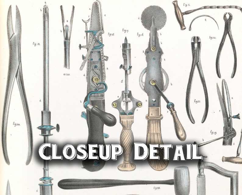 Surgical Instrument Chart Images / Vintage Medical / Digital Etsy