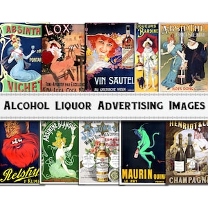 Vintage Alkohol Schnaps Werbebilder / Digital Download / Kommerzielle Nutzung / Clipart