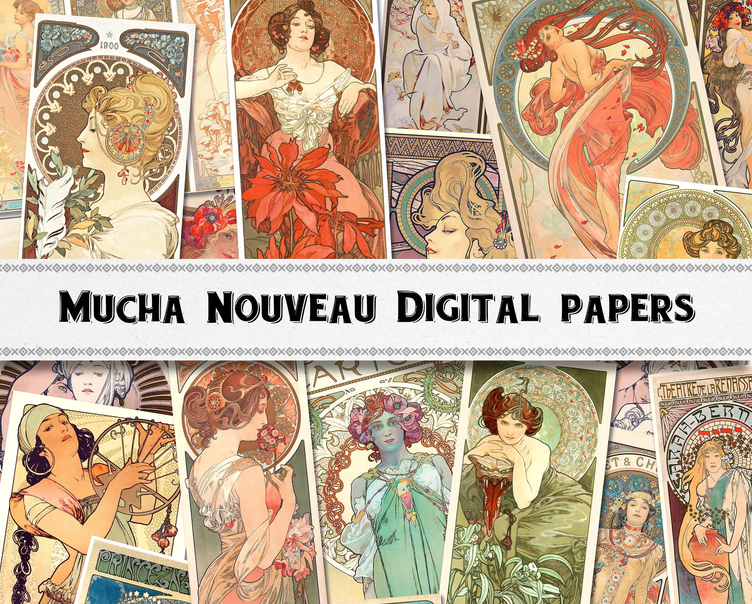 1art1 Alphonse Mucha Cartel Con Marco (Plástico) - Cuatro Gemas, Topacio 1900 (91 X 61cm