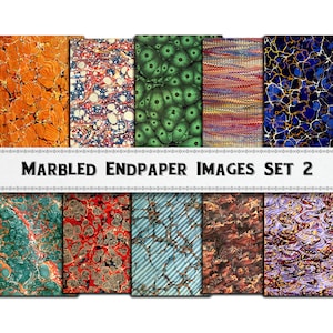 Marbled Paper Images Set 2, Book Endpapers, Commercial Use, Digital Download, Venetian Paper