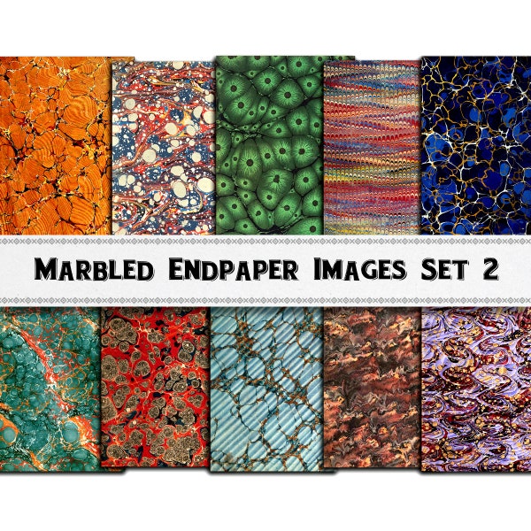 Marbled Paper Images Set 2, Book Endpapers, Commercial Use, Digital Download, Venetian Paper