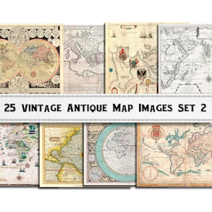 Antique Map Images Set 2 / Cartes de la Renaissance médiévale / Téléchargement numérique / Utilisation commerciale / Clipart