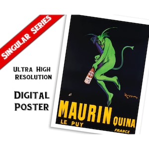 Vintage 1906 Maurin Alkohol Reklamowy Plakat Pobierz / Ultra Wysoka Rozdzielczość / Cappiello / Komercyjne Wykorzystanie Druku