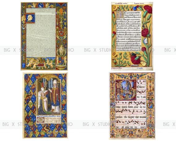 Medieval Illuminated Manuscript Images Set 3, Digital Download