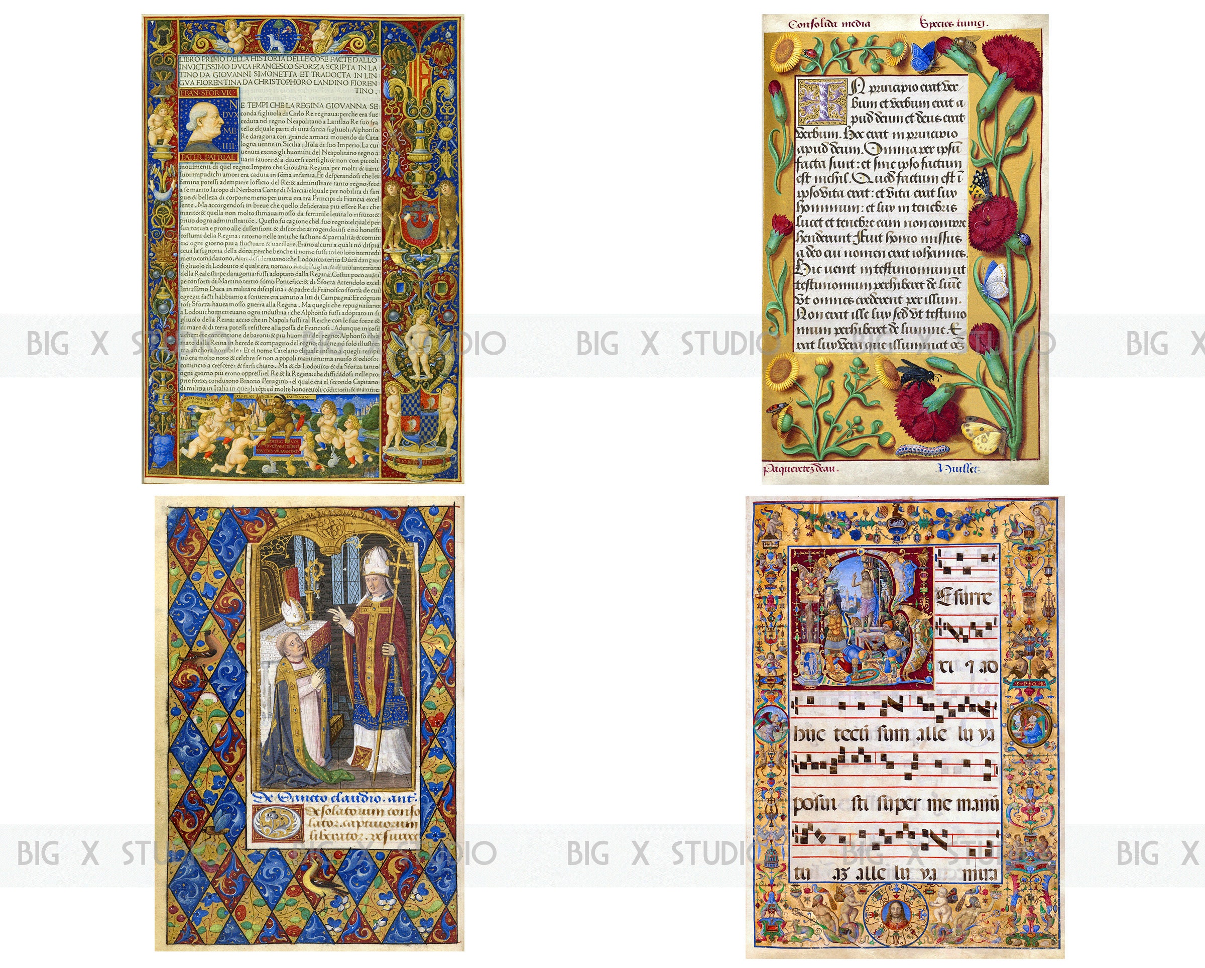 Medieval Illuminated Manuscript Images Set 3, Digital Download