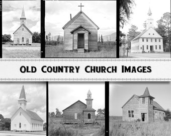Rural Country Church Vintage Photograph Collection / Digital Download / Commercial Use / Vintage Clipart Printable