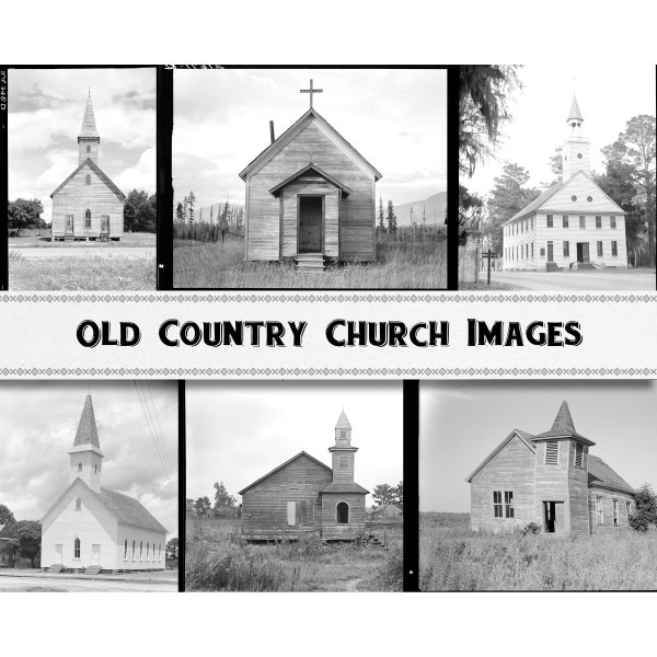 Rural Country Church Vintage Photograph Collection / Digital Download / Commercial Use / Vintage Clipart Printable