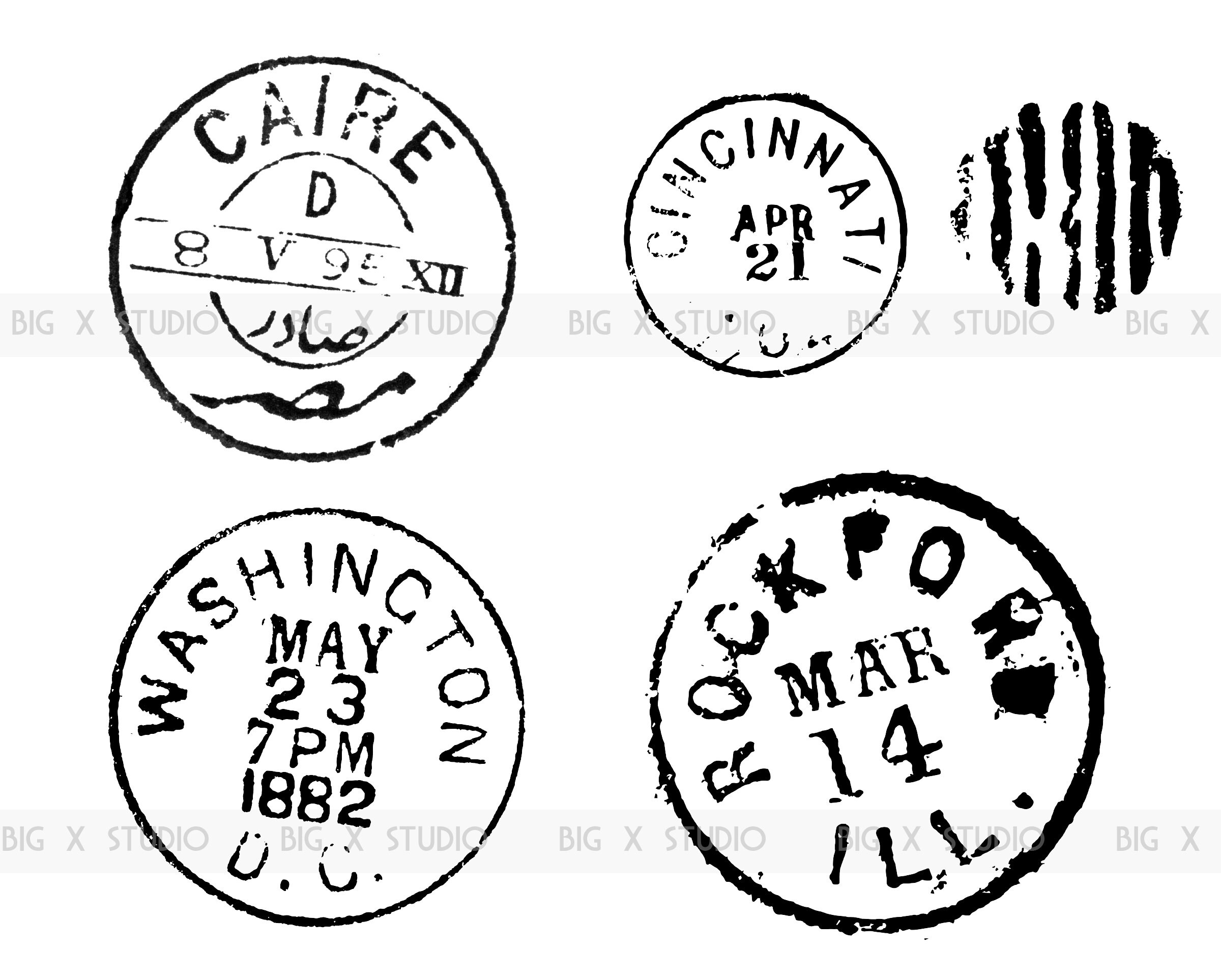 Vintage Distressed Postmark SVG Images / Digital Download / Commercial ...