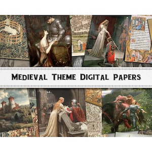 Medieval Knight Princess Castle Digital Papers / Scrapbook Wallpapers / Middle Ages Journal / Commercial Use Included