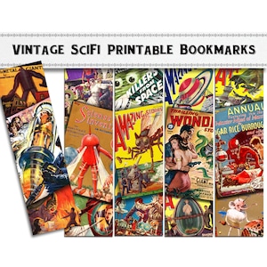 Vintage Science Fiction Lesezeichen / digitaler Download / SciFi Geschenk / Gastgeschenke