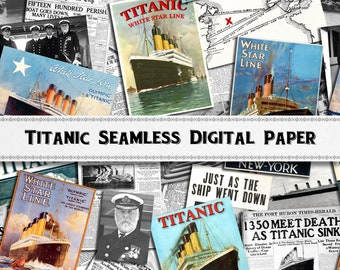Vintage Titanic Seamless Digital Paper / Scrapbook Wallpaper / Nautical Ship Journal Printable / Commercial Use Included