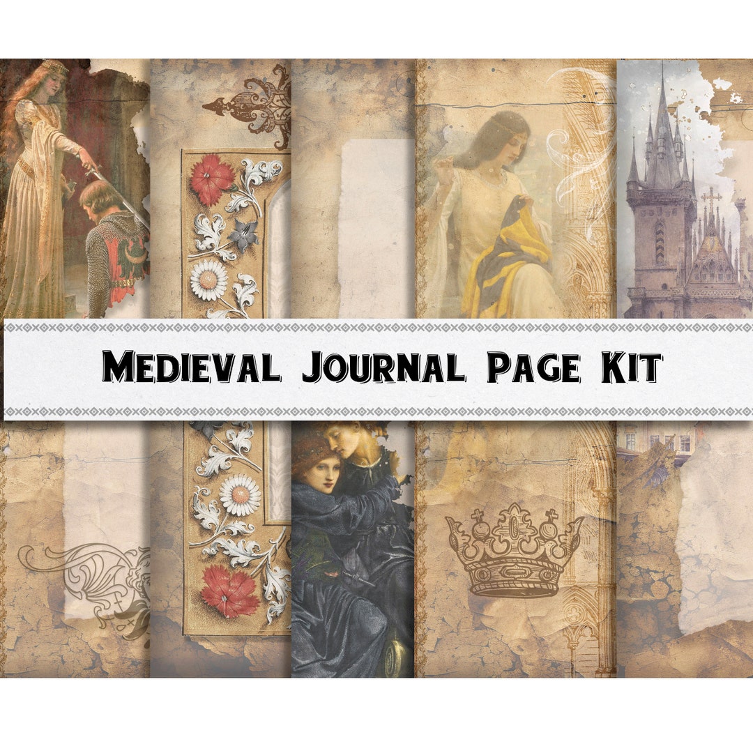 Medieval Journal Page Printable Kit / Scrapbook Digital Ephemera ...