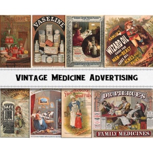 Imagens publicitárias de medicamentos vintage / Download digital / Uso comercial / Médico vintage / Clipart