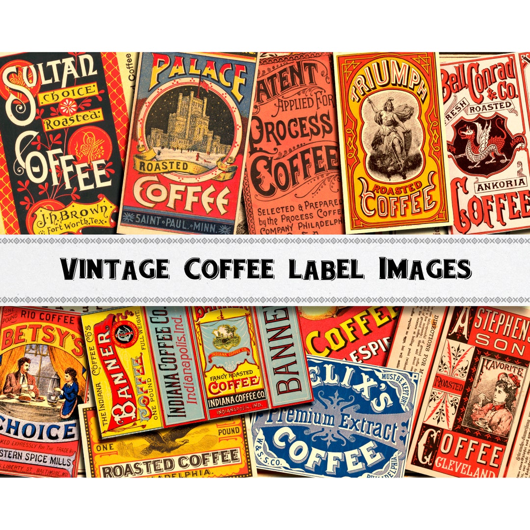 Vintage Coffee Labels / Victorian Ephemera / Commercial Use