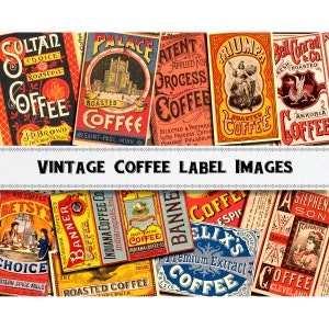 Vintage Coffee Labels / Victorian Ephemera / Commercial Use / Digital Download