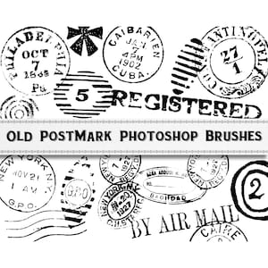 Vintage Distressed Postmark Photoshop Brushes / Digital Download / Commercial Use / Postmark Overlays