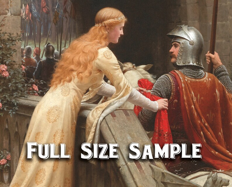 Medeltida riddare och prinsessa målade bilder / Digital nedladdning / Kommersiell användning / Clipart bild 6