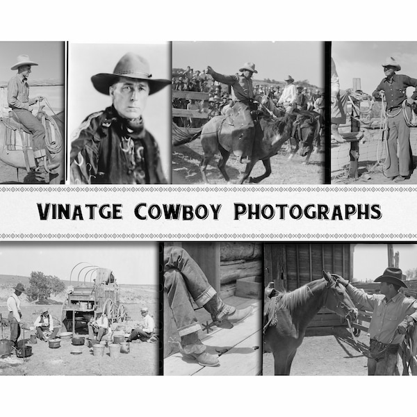 Wild West Cowboy Photograph Images / Digital Download / Commercial Use / Vintage Clipart