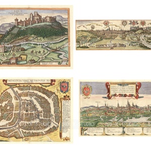 Color Medieval Walled City Map Images / Medieval Renaissance Maps / Digital Download / Commercial Use / Clipart image 6