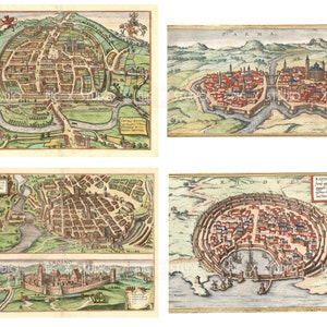 Color Medieval Walled City Map Images / Medieval Renaissance Maps / Digital Download / Commercial Use / Clipart image 5