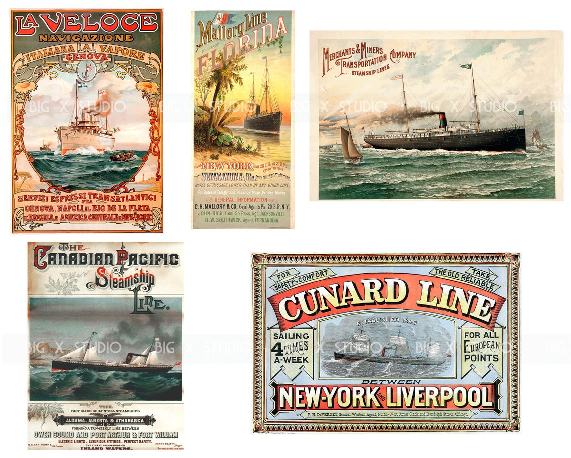 Vintage Ship Travel Poster Images / Steamship Ephemera / - Etsy