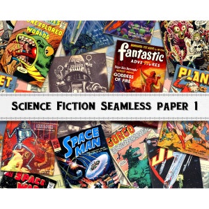Vintage Sci-Fi Comic Seamless Paper: Retro Wallpaper (Digital Download)