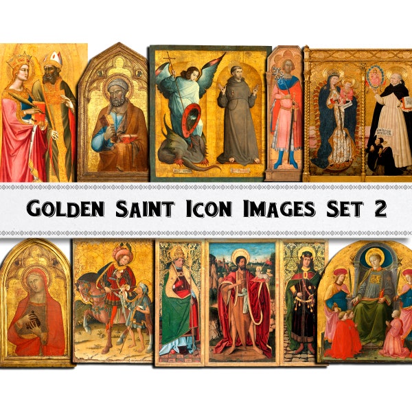 Gold Icons of Saints Images Set 2 / Digital Download / Commercial Use / Clipart