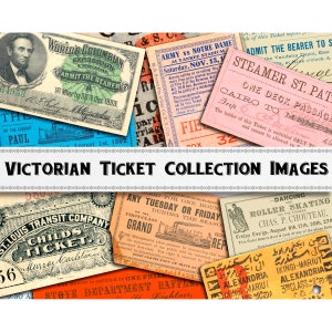 Vintage Victorian Ticket Images / Train Tickets / Ephemera / Commercial Use PNG