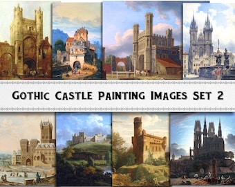 Medieval Gothic Castle Painting Images Set 2 / Digital Download / Commercial Use / Clipart