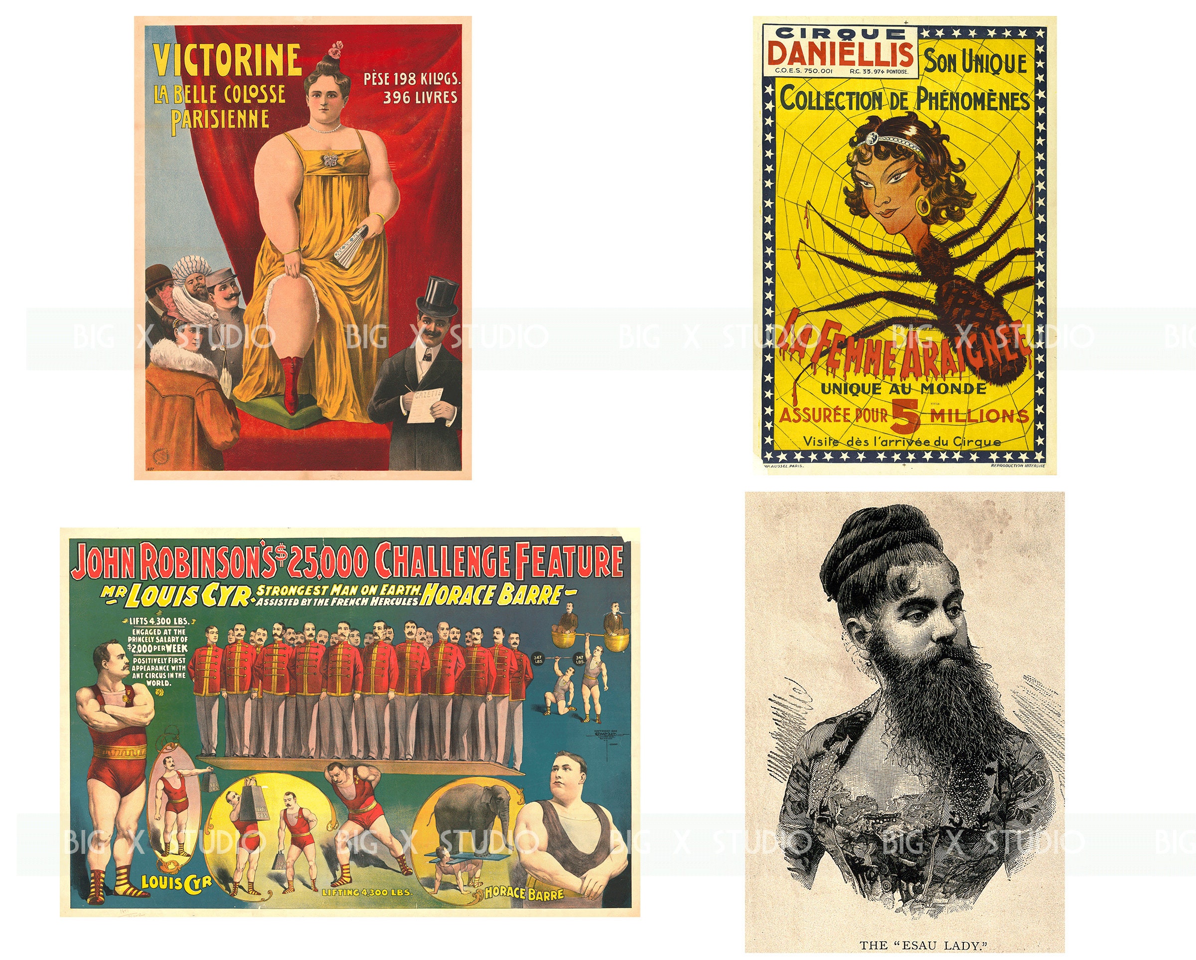Circus Sideshow Poster Images Set 4 / Digital Download