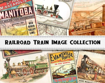 Coleção de imagens de ferrovias e trens / Coisas efêmeras ferroviárias / Uso comercial / Download digital