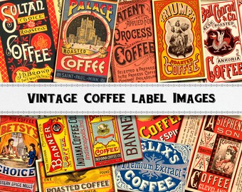 Vintage Coffee Labels / Victorian Ephemera / Commercial Use / Digital Download