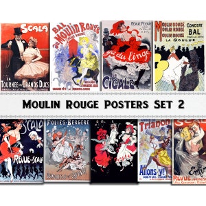 Vintage Moulin Rouge - Französischer Gentlemen's Club Poster Set 2 / Viktorianisches Ephemera / Kommerzielle Nutzung / Digitaler Download
