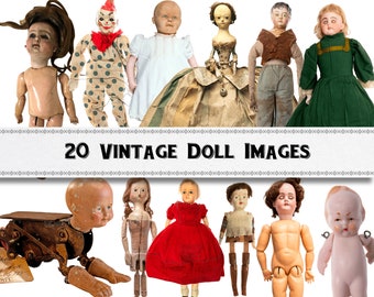 Vintage and Folk Doll Images / Digital Download / Commercial Use / PNG Clipart