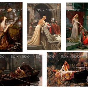 Medeltida riddare och prinsessa målade bilder / Digital nedladdning / Kommersiell användning / Clipart bild 2