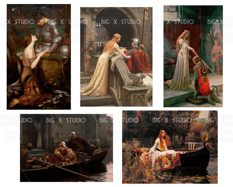 Medeltida riddare och prinsessa målade bilder / Digital nedladdning / Kommersiell användning / Clipart bild 2
