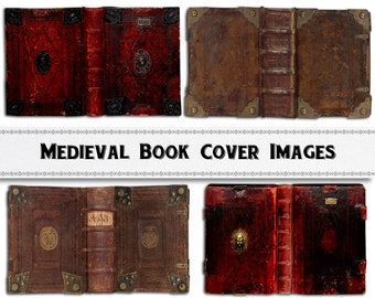 Medieval Book Covers PNG Images, Digital Download, Commercial Use, Antique Bindings, Illuminated Manuscripts, Dollhouse Books
