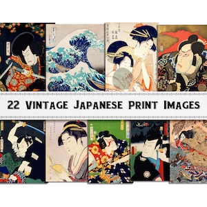 Vintage Japanese Kabuki Style Print Images / Digital Download / Commercial Use / Clipart