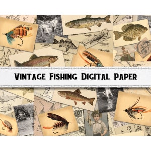 Vintage Angeln Digitales Papier / Scrapbook Wallpapers / Angeln Ephemera Journal / Kommerzielle Nutzung inbegriffen
