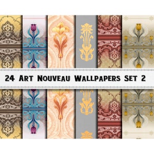 Art Nouveau Wallpapers #2 / Graphic Backgrounds / Commercial Use Included / Digital Paper / Mobile Wallpaper