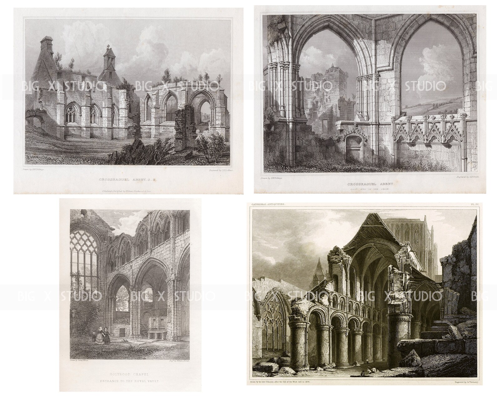 Medieval Gothic Church Ruin Engraving Images / Digital Download ...