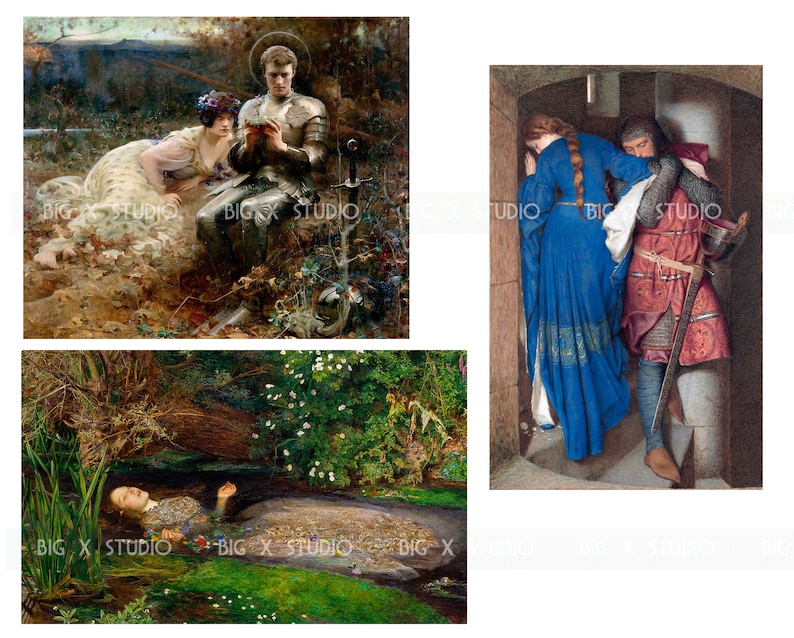 Medeltida riddare och prinsessa målade bilder / Digital nedladdning / Kommersiell användning / Clipart bild 5