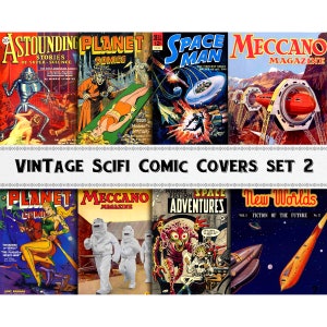 Vintage Science Fiction Comic Art Images Set 2 / Digital Download / Commercial Use / SciFi Clipart