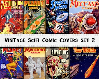 Vintage Science Fiction Comic Art Images Set 2 / Digital Download / Commercial Use / SciFi Clipart