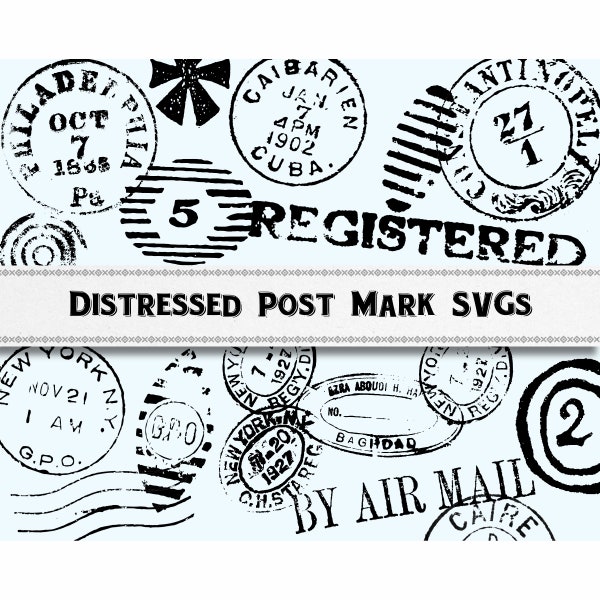 Vintage Distressed Postmark SVG Images / Digital Download / Commercial Use / Postmark Clipart