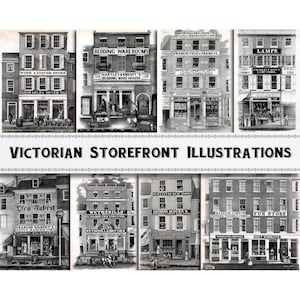 Vintage viktorianische Schaufenster Illustration Bilder / Digital Download / Kommerzielle Nutzung / Puppenhaus Printable